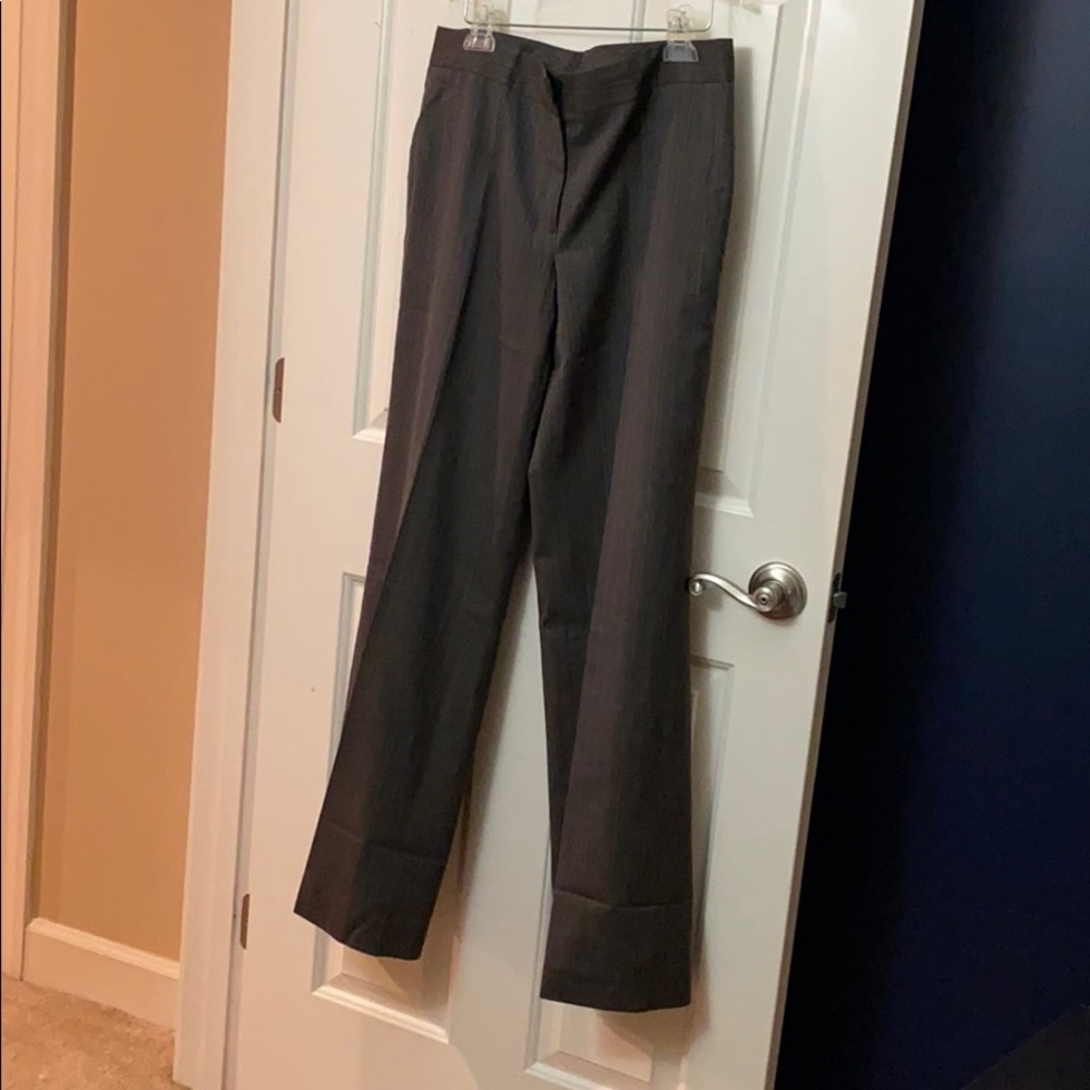 Brown pinstriped suit pants